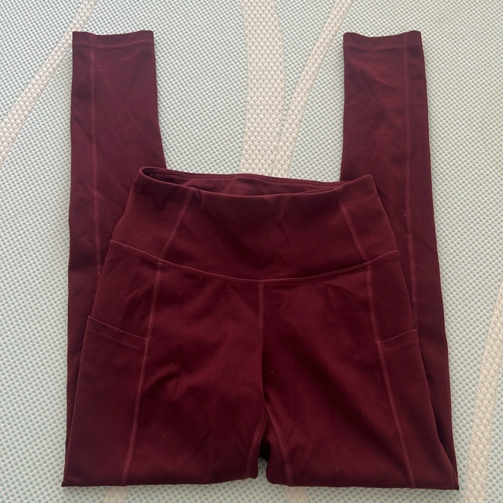 Burgundy High-Waisted Yoga Pants